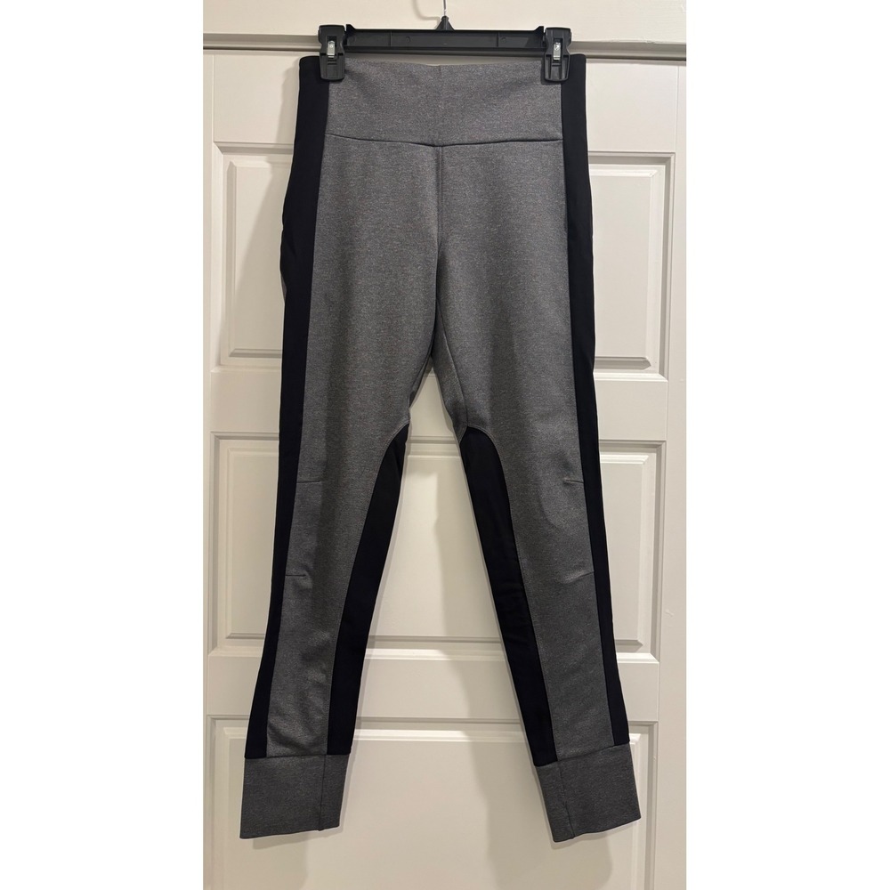 Athleta Womens Gray Black Colorblock High Rise Leggings Zipper Pockets Size S